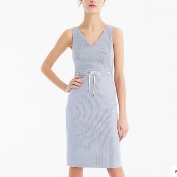 J. Crew Dresses & Skirts - J Crew Blue and White Striped Pencil Dress